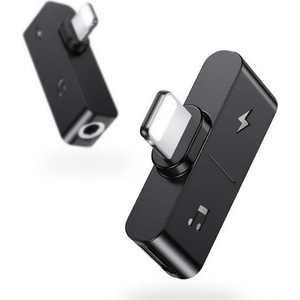 USAMS iPhone 14 Plus / 14 Pro Max USAMS аудио адаптер и концентратор за зареждане, Lightning + 3, 5 мм жак - Lightning, ЧЕРЕН SJ385LN01 (SJ385LN01)