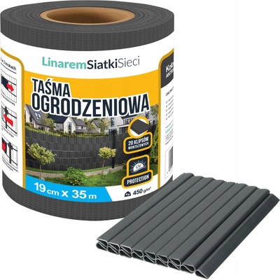 Jaks Krycia páska na plot s klipmi 19 cm x 35 m antracit