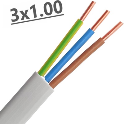 UltraLux Плосък безмостов кабел 3x1 mm2 (ПВВ-Б1); 220/380V (няма)