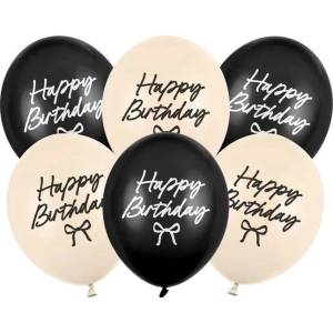 Party Deco Балони „Happy Birthday - черно и нюд (SB14P-362-000-6)