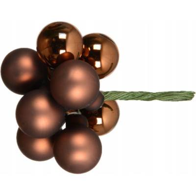 Kaemingk Malé Sklenené Hnedé Vianočné Gule na Drôtiku, sada 10 ks, 2 cm