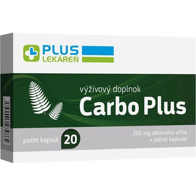 Plus Lekáreň Carbo Plus kapsúl aktívne uhlie 250 mg 20 ks