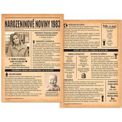 Narozeninové noviny 1983 - dvoustranné i jednostranné - Poštou