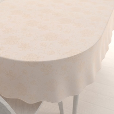 Biante Teflonový oválný ubrus TF-099 Zlaté květované ornamenty na béžovém 120x180 cm