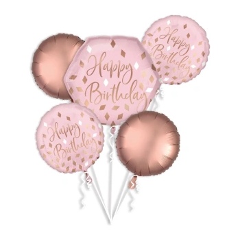 Amscan Букет балони - Честит рожден ден, розови и златни