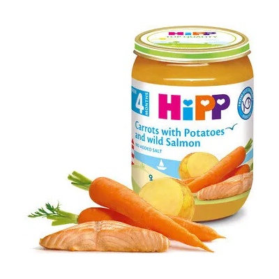 Hipp пюре Сьомга с ранни моркови и картофи - 190 г
