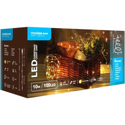 Modee Lighting LED vianočná reťaz 100 LED 10m teplá biela cooper