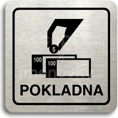 ACCEPT Piktogram pokladna - stříbrná tabulka - černý tisk
