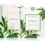 FOREO Farm to Face Sheet Mask Green Tea платнена маска с успокояващ ефект за смесена кожа 3x20 гр