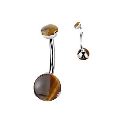 Šperky4U piercing do pupíku titan Tygří oko TIT1367