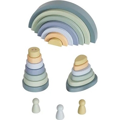 Derrson 3 v 1 dřevěná Montessori set modro zelený