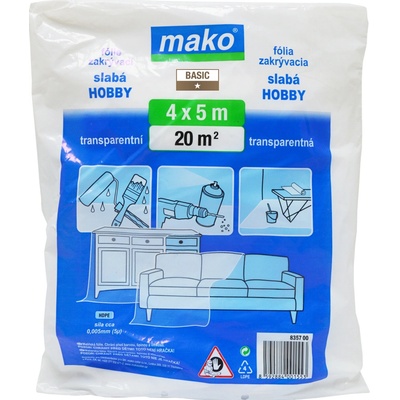 Zakrývací fólie HDPE 4 x 5 m, 5 mikronů, transparentní
