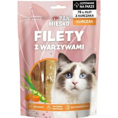 PAN MIĘSKO Kuracie filety so zeleninovou pochúťkou pre mačky 100 g