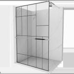 Mexen Kioto+ стенен панел за душ с рафт Walk-in 100 x 200 cm, черен дизайн, хром (800-100-121-01-78)