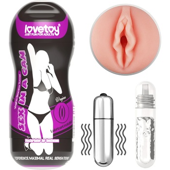 Image 1 of Lovetoy Sex In A Can Vagina Stamina Tunnel Vibrating Flesh