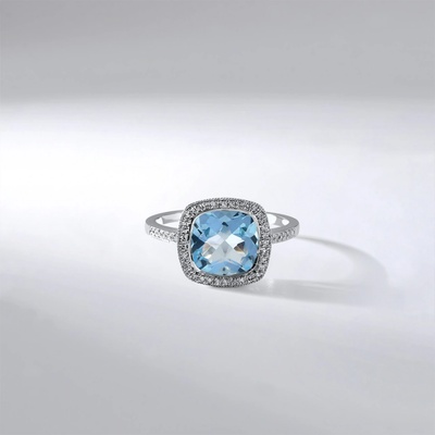 Lillian Vassago Prsten s modrým topazem a brilianty v bílém zlatě LLV59 DR160WBT