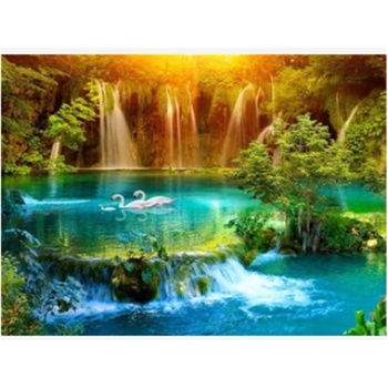 Norimpex - Puzzle Diamant painting: Waterfall in the valley 30x40cm - 1 - 39 piese