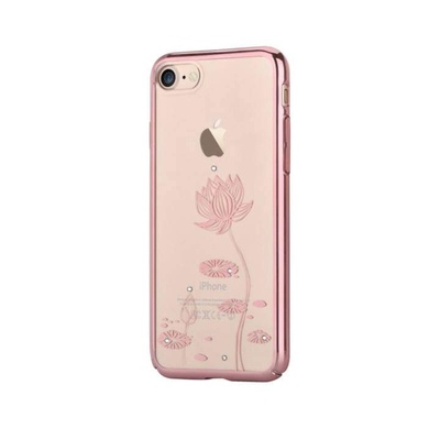 DEVIA Crystal Lotus Case - поликрабонатов кейс за iPhone 8 Plus, iPhone 7 Plus (с кристали Сваровски) (розово злато)