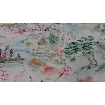 Dekoračná látka MIDORI Japonská krajina šírka 140 cm