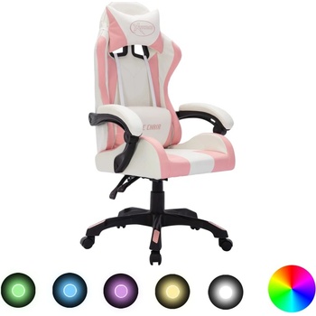 zahrada-XL Herní židle s RGB LED podsvícením růžovo-černá umělá kůže