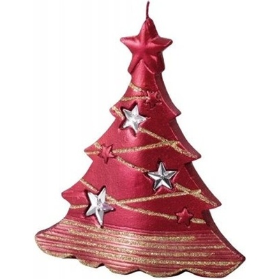 Ceramicus STROMEK S HVĚZDAMI V vánoční metalická 15x16cm červená