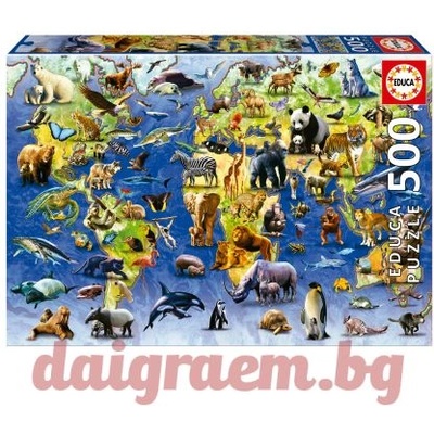Educa Пъзел educa 19908 - 500 части - Сто застрашени вида (edu19908)