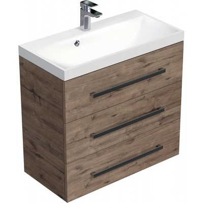 Naturel Koupelnová skříňka s umyvadlem Cube Way 80x76,5x40 cm dub wellington CUBE2803DW