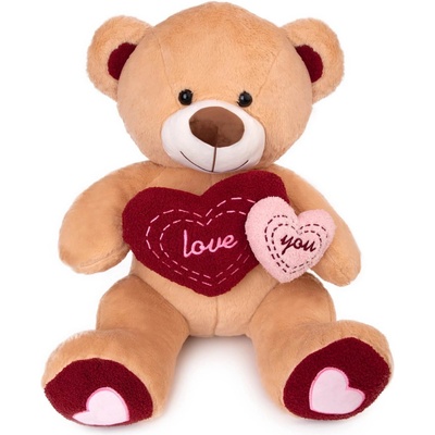 Amek Toys ПЛЮШЕНО МЕЧЕ С ДВЕ СЪРЦА 60 СМ БЕЖОВО/КАФЯВО