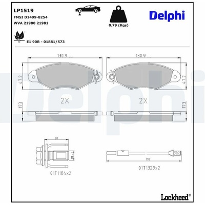 Sada brzdových platničiek kotúčovej brzdy DELPHI LP1519