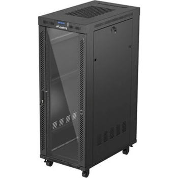 Lanberg Комуникационен шкаф Lanberg FF01-6032-12BL, 19", 32U, 167.6 x 100 x 60 cm, товароносимост до 1200кг, термостат, черен (FF01-6032-12BL)