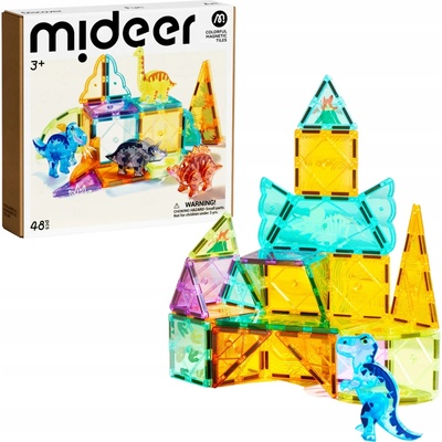 Mideer Farebná magnetická stavebnica Dinosaury 48 ks