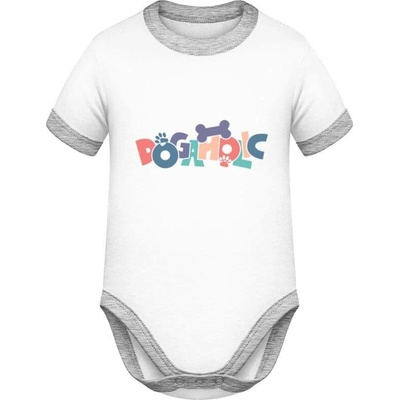 Ringer Body pro Miminka Psí design s nápisem DOGAHOLIC Bílá Šedivá šedá mix Dětské