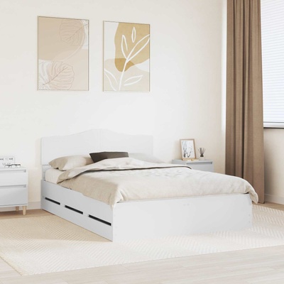 vidaXL Рамка за легло с чекмедже Бяло 140 x 200 cm Инженерна дървесина (3413005)