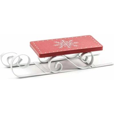 Sáňky kov 12,5x4,5V3cm bílá/červená