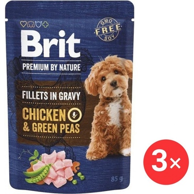 Brit Premium by Nature Dog Fillets in Gravy Chicken & Green Peas 3 x 85 g