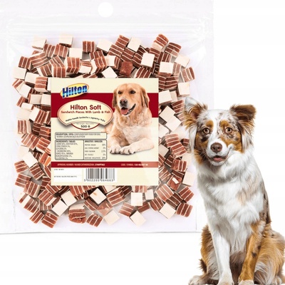 HILTON Sandwich pieces with lamb and fish pochoutka pro psy 500 g