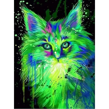 Norimpex - Puzzle Diamant painting: Fluorescent cat 30x40 cm - 1 - 39 piese