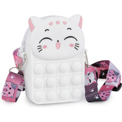 Mačacia mama Crossbody kabelka s kawaii mačičkou 4 farby bielá