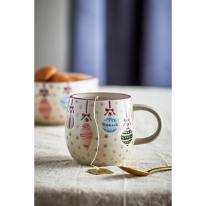 Bloomingville чаша с дръжка за Коледа от каменинови изделия 4 броя Ornamentia 300 ml (82063283)