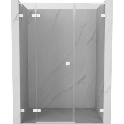 Mexen Lunar L ляви отваряеми душ врати 140 см, прозрачни, бели - 834SL-140-050-20-00-L (834SL-140-050-20-00-L)