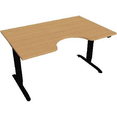Hobis Office Pro psací stůl Motion MS ERGO 2 Šířka: 140 cm, Barva desky: buk, Barva kovu: černá RAL 9005 Šířka 120-180 cm / 27 barevných variant