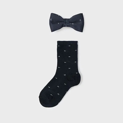 Mayoral Комплект чорапи и папийонка в тъмно синьо с детайли за бебе момче Майорал