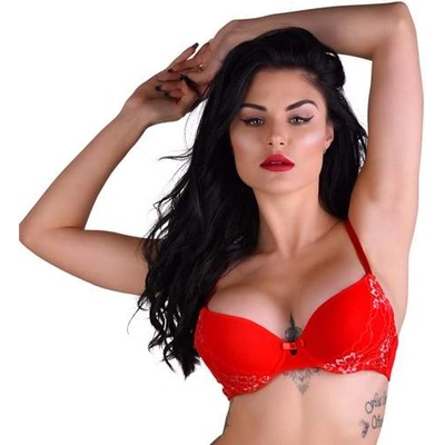 Daring Секси дамски сутиен с флорална бродерия "daring red bra" 85b