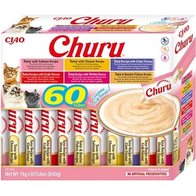 INABA Churu за котки - смесени вкусове с риба тон 60x14g