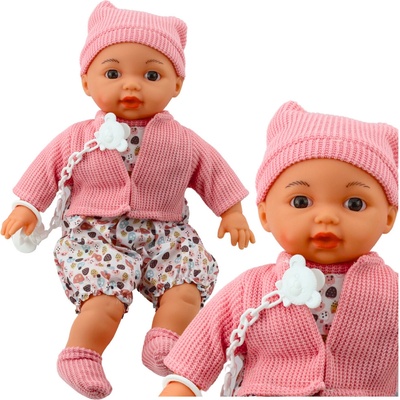LEAN Toys Miminko Svetr Čepička Dudlík Řetízek Růžová 40cm