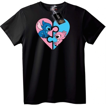 NOONEBRAND Тениска Stitch & Angel Сърце - 7XL, Black