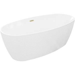 Mexen Lira самостоятелна вана модел 170 x 80 см, бяла, прелив златист матиран - 52831708000-55 (52831708000-55)