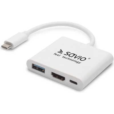 Savio USB хъб Savio AK-48, 3-портов, USB-C, Бял