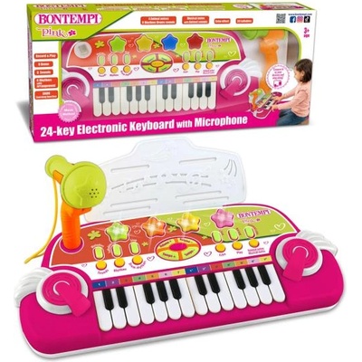 Bontempi Електронно пиано розово-зелено