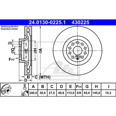 Brzdový kotouč ATE 24.0130-0225.1 (24013002251) | Zboží Auto